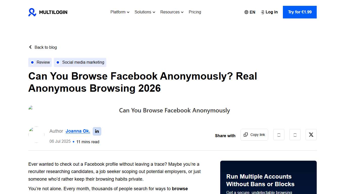 Can You Browse Facebook Anonymously in 2026?